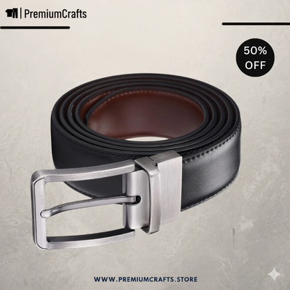Premium Reversible Leather Belt – 2 Styles in 1